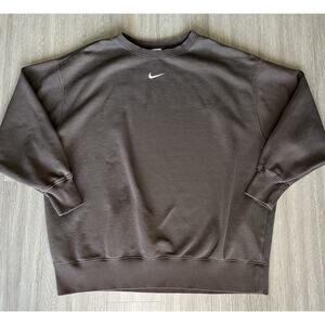 Nike Brown Crewneck Sweatshirt 2X Embroidered Swoosh Fleece Pullover